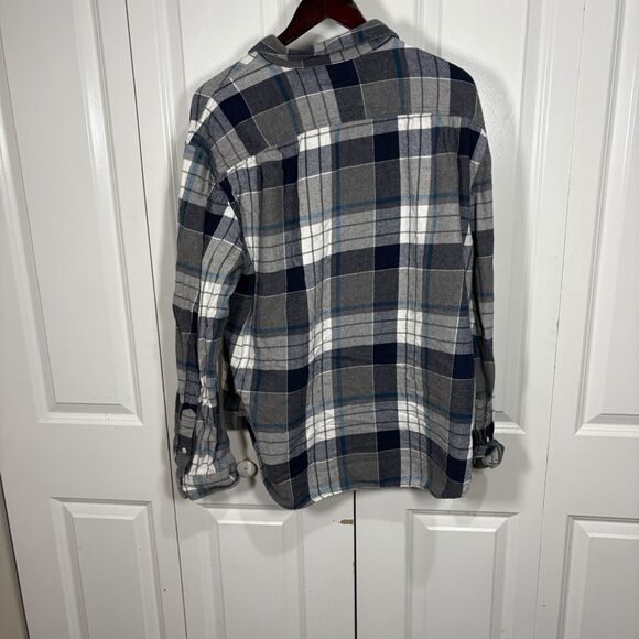 Old Navy Mens XXL Vintage Flannel Shirt Plaid Long Sleeve Button Up Regular Fit - Picture 2 of 7